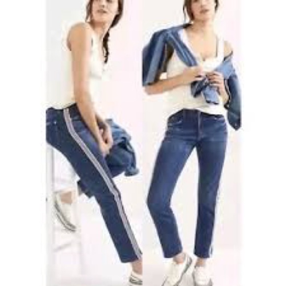 Anthropologie Pilcro Slim BoyFriend Jeans With Side Ribbon Detail
